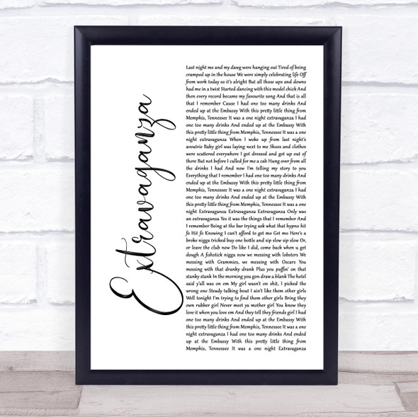 Jamie Foxx Extravaganza White Script Song Lyric Music Gift Poster Print