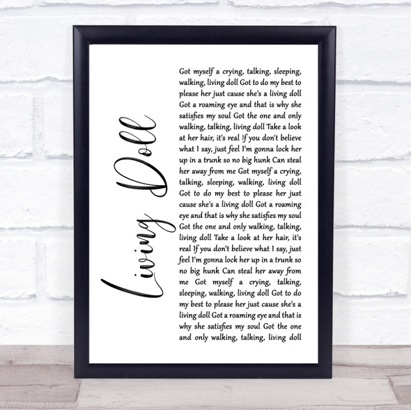 Cliff Richard and The Drifters Living Doll White Script Song Lyric Music Gift Poster Print