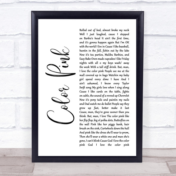 Walker McGurie Color Pink White Script Song Lyric Music Gift Poster Print
