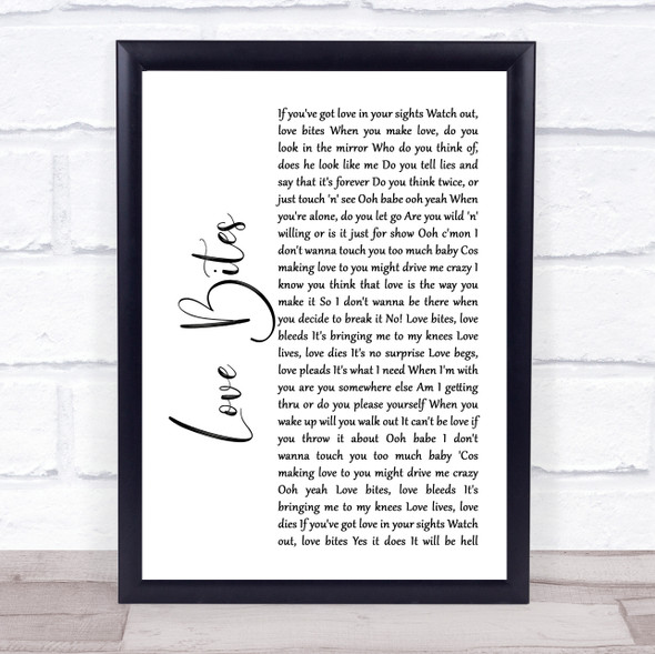 Def Leppard Love Bites White Script Song Lyric Music Gift Poster Print