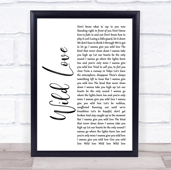 James Bay Wild Love White Script Song Lyric Music Gift Poster Print