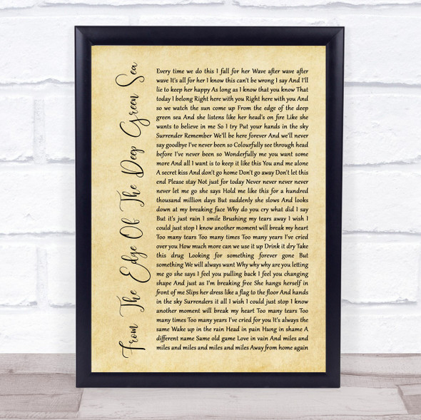 The Cure From The Edge Of The Deep Green Sea Rustic Script Song Lyric Music Gift Poster Print