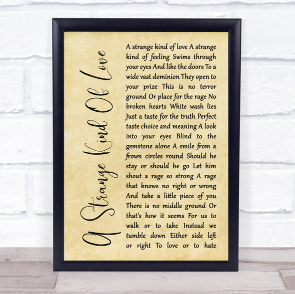 Peter Murphy A Strange Kind Of Love Rustic Script Song Lyric Music Gift Poster Print