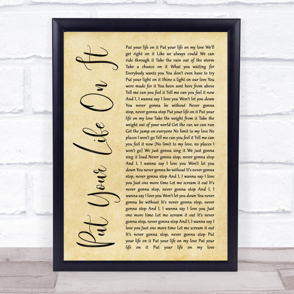 Kasabian Put Your Life On It Rustic Script Song Lyric Music Gift Poster Print