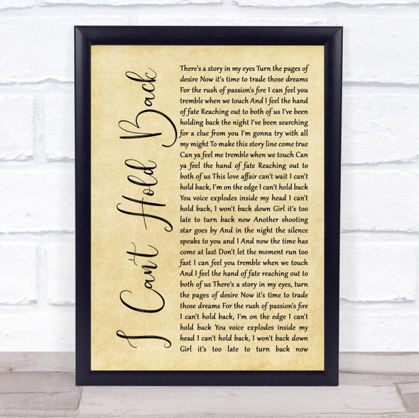 Survivor I Can't Hold Back Rustic Script Song Lyric Music Gift Poster Print