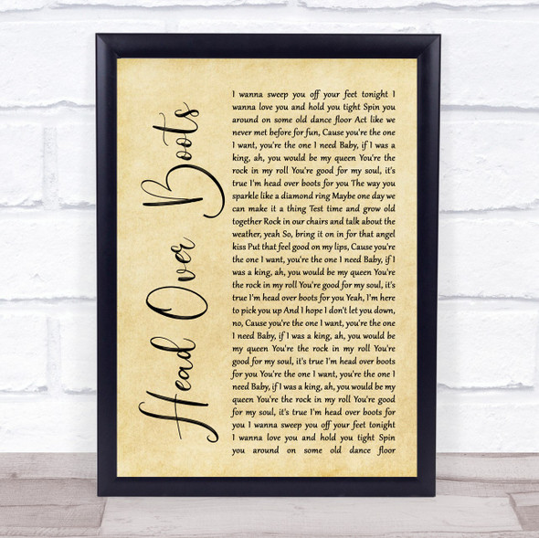 Jon Pardi Head Over Boots Rustic Script Song Lyric Music Gift Poster Print