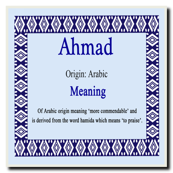 Ahmad Name Meaning Coaster