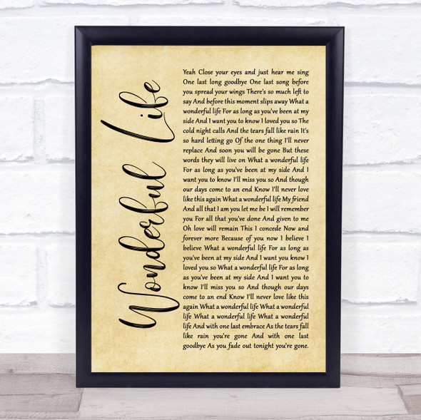 Alter Bridge Wonderful Life Rustic Script Song Lyric Music Gift Poster Print