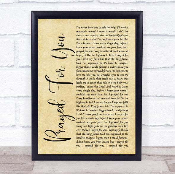 Matt Stell Prayed For You Rustic Script Song Lyric Music Gift Poster Print