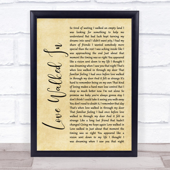 Thunder Love Walked In Rustic Script Song Lyric Music Gift Poster Print