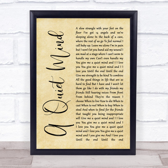 Blue October A Quiet Mind Rustic Script Song Lyric Music Gift Poster Print
