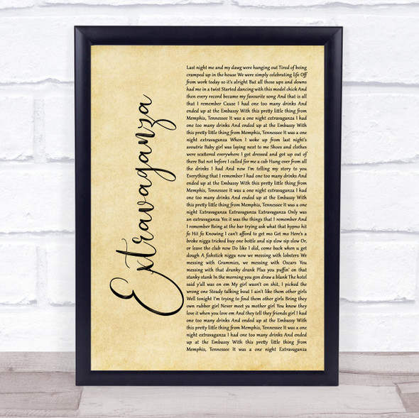 Jamie Foxx Extravaganza Rustic Script Song Lyric Music Gift Poster Print