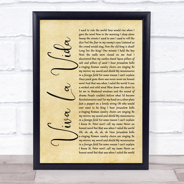 Coldplay Viva La Vida Rustic Script Song Lyric Music Gift Poster Print