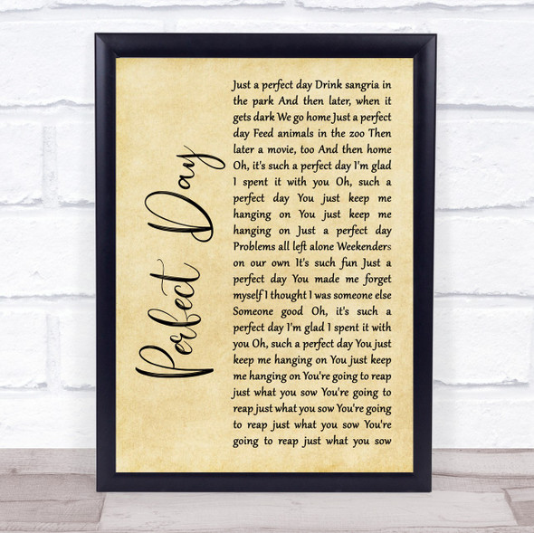 Lou Reed Perfect Day Rustic Script Song Lyric Music Gift Poster Print