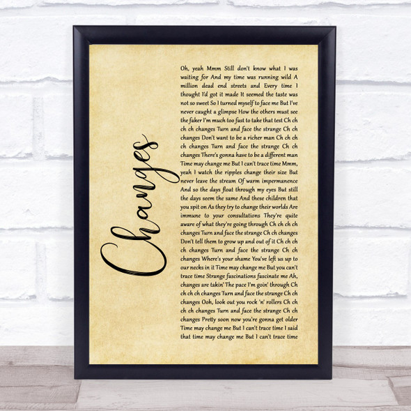 David Bowie Changes Rustic Script Song Lyric Music Gift Poster Print