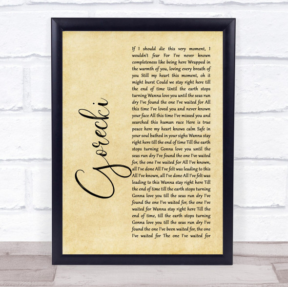 Lamb Gorecki Rustic Script Song Lyric Music Gift Poster Print