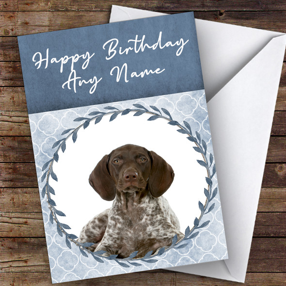 German Shorthaired Pointer Dog Blue Animal Customised Birthday Card
