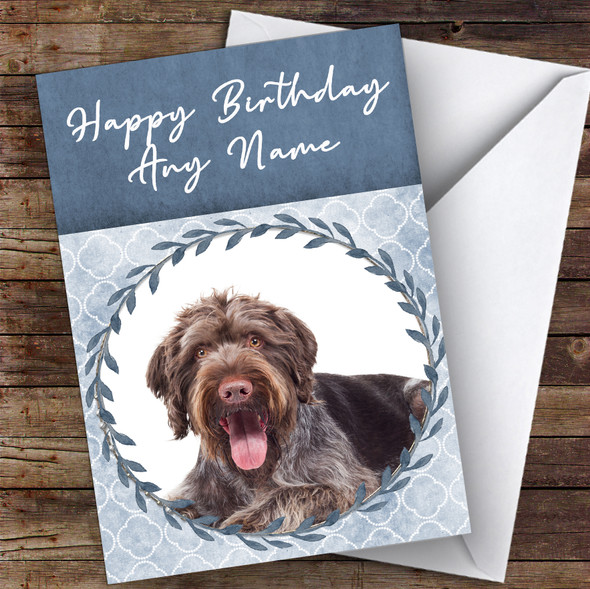 German Wirehaired Pointer Dog Blue Animal Customised Birthday Card