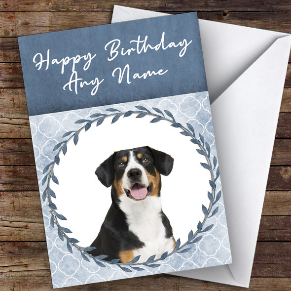 Entlebucher Mountain Dog Blue Animal Customised Birthday Card