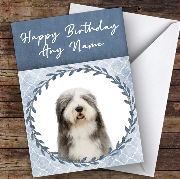 Old English Sheepdog Dog Blue Animal Customised Birthday Card