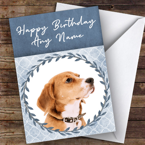 English Foxhound Dog Blue Animal Customised Birthday Card