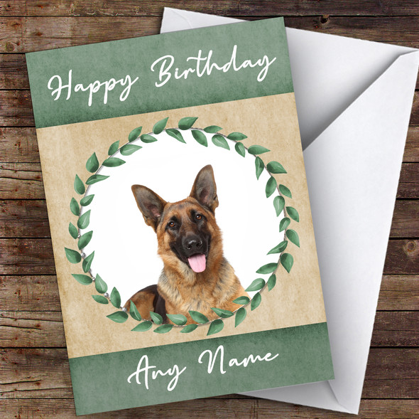 German Shepherd Dog Green Animal Customised Birthday Card