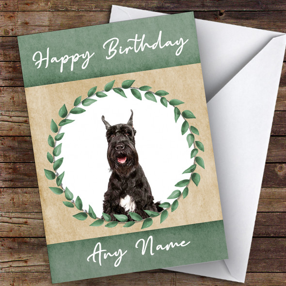 Giant Schnauzer Dog Green Animal Customised Birthday Card