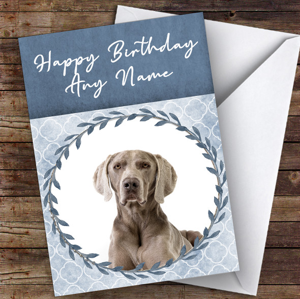 Weimaraner Dog Blue Animal Customised Birthday Card