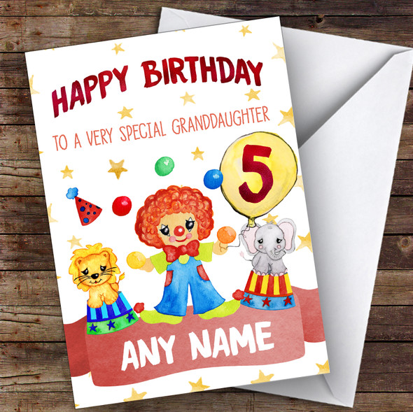 Customised Birthday Card Circus 7Th 8Th 9Th 10Th 11Th 12Th Granddaughter