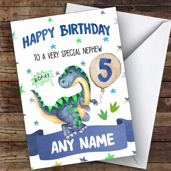 Customised Boys Birthday Card Dinosaur 1St 2Nd 3Rd 4Th 5Th 6Th Nephew