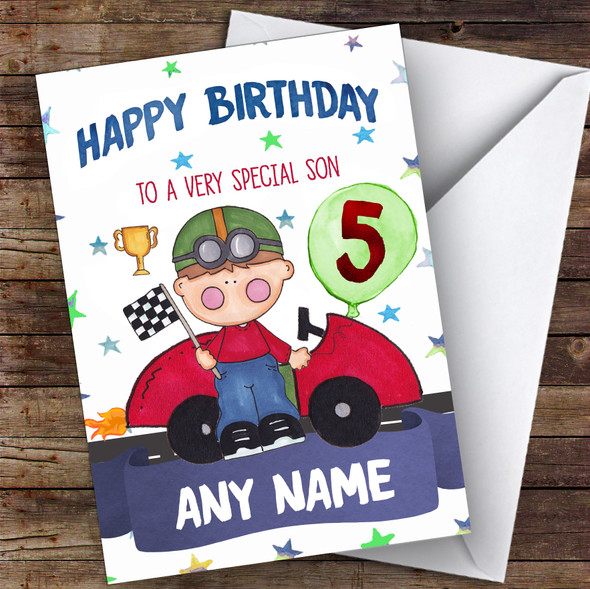 Customised Boys Birthday Card Racing Car 1St 2Nd 3Rd 4Th 5Th 6Th Son