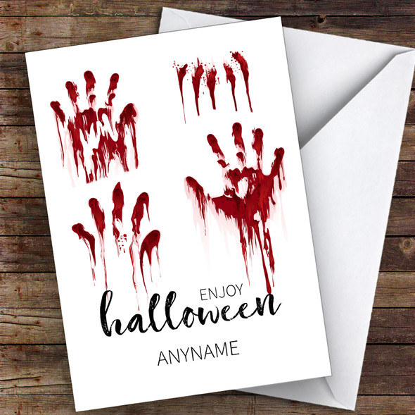 Scary Hand Prints Customised Happy Halloween Card