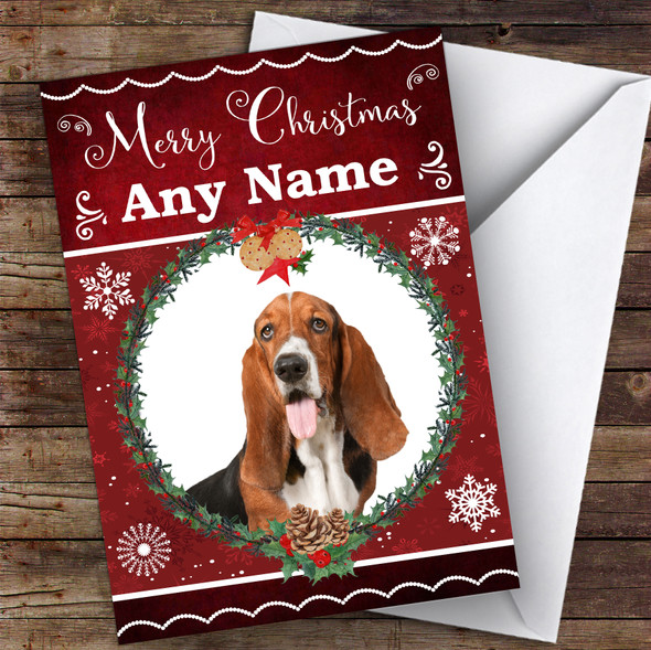 Basset Hound Dog Traditional Animal Customised Christmas Card