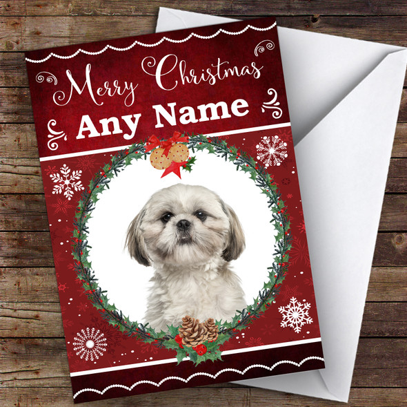 Shih Tzu Dog Traditional Animal Customised Christmas Card