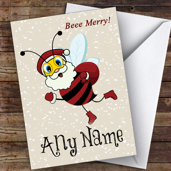 Beeee Merry Santa Bee Children's Customised Christmas Card