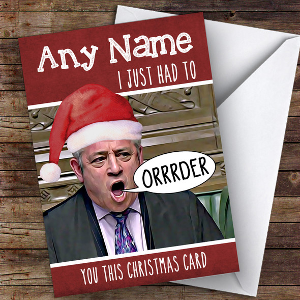 John Bercow Speaker Order Funny Joke Customised Christmas Card
