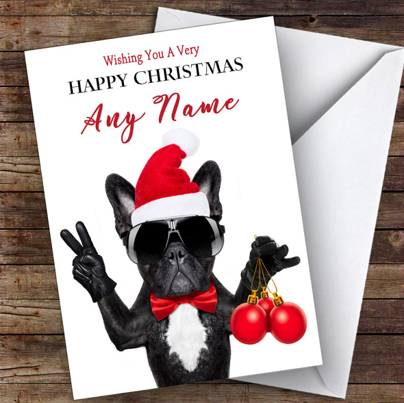 Cool French Bulldog Funny Joke Customised Christmas Card