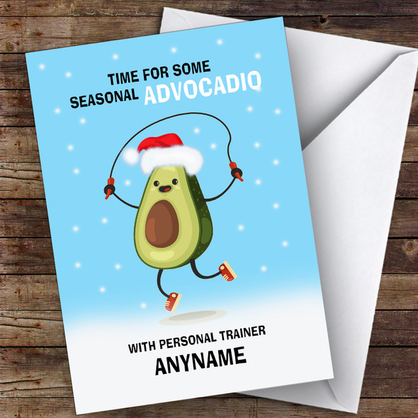 Personal Trainer Funny Avocadio Hobbies Customised Christmas Card