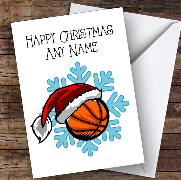 Basketball Snowflake Santa Hat Hobbies Customised Christmas Card