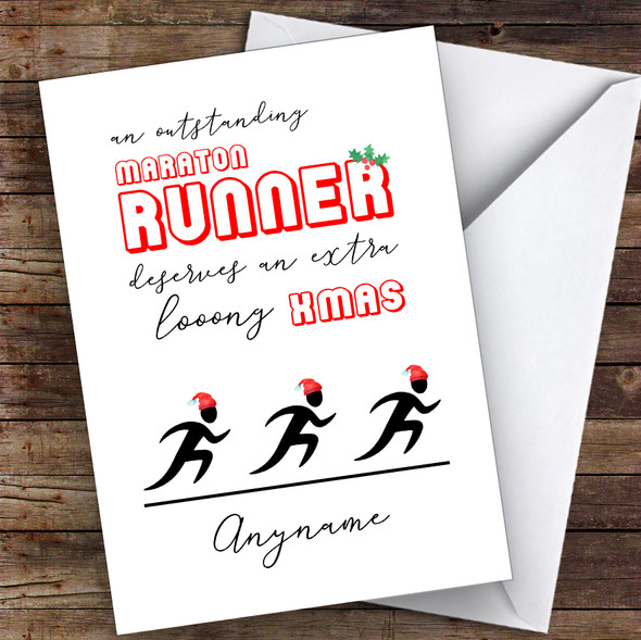 Marathon Runner Long Xmas Hobbies Customised Christmas Card