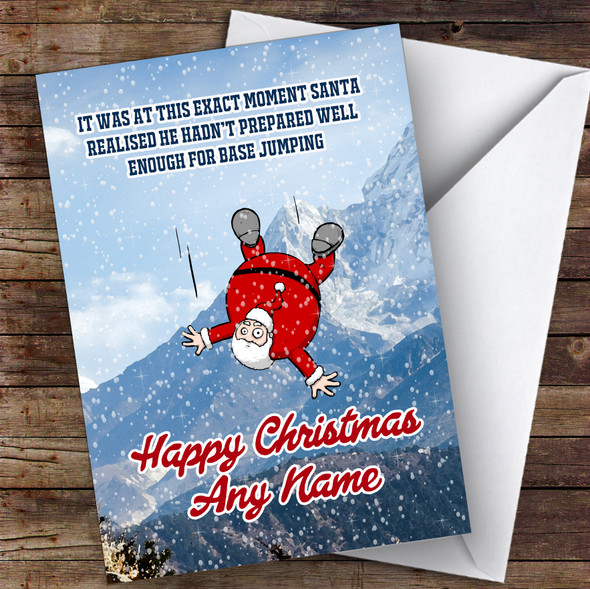 Funny Santa Base Jumping Hobbies Customised Christmas Card