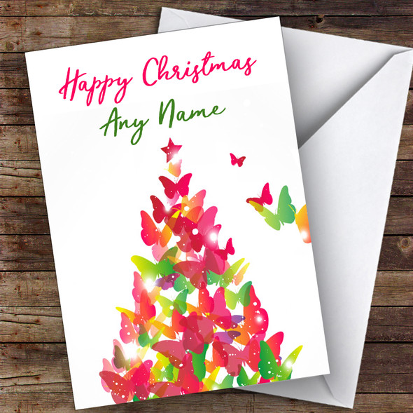 Butterfly Tree Modern Customised Christmas Card