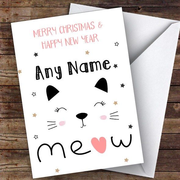 Sleepy Cat Modern Customised Christmas Card