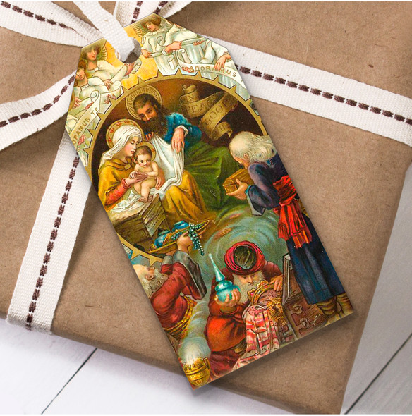 Vintage Traditional Baby Jesus Scene Christmas Gift Tags