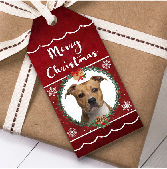 American Staffordshire Terrier Dog Christmas Gift Tags