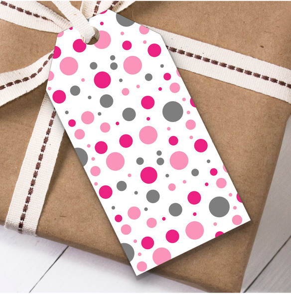 Pink White And Grey Bubbles Christmas Gift Tags