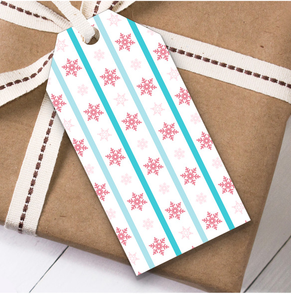 Dusky Pink Blue Snowflakes Christmas Gift Tags