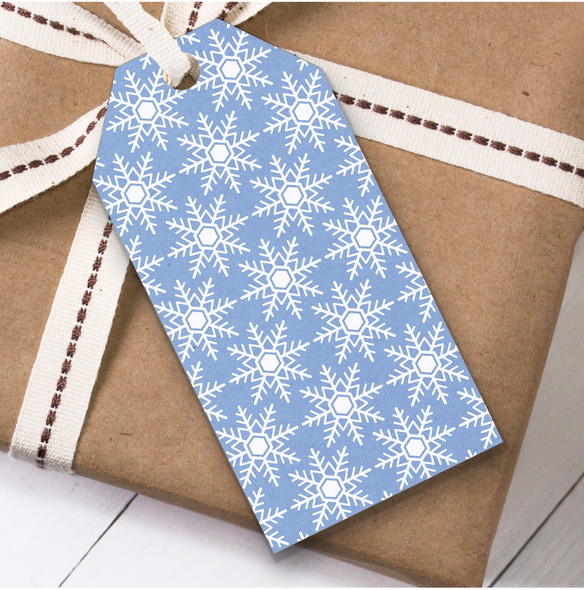 Blue And White Snowflakes Christmas Gift Tags