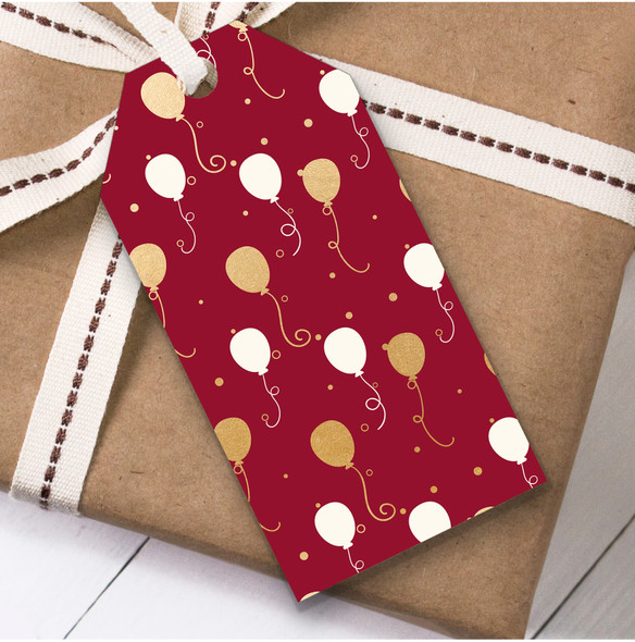 Red Gold Cream Balloons Christmas Gift Tags