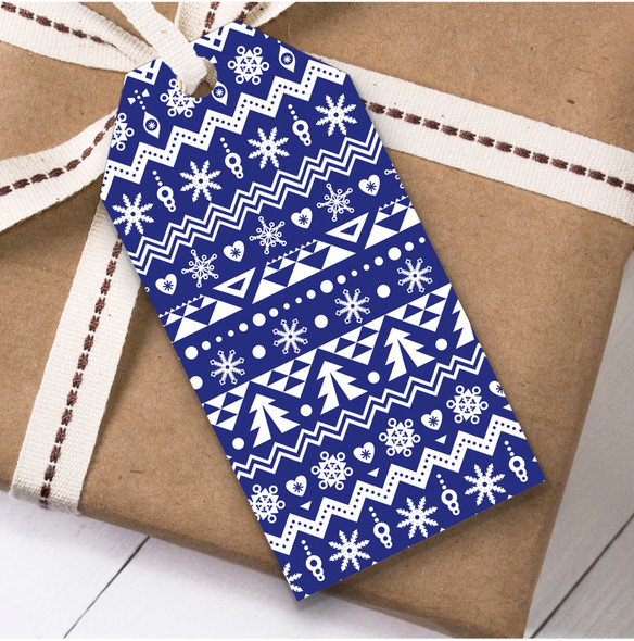 Blue And White Pattern Christmas Gift Tags